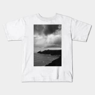 Howth Cliffs, Dublin, Ireland, black and white Kids T-Shirt